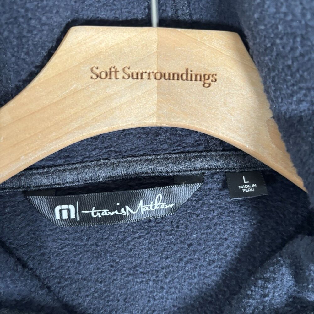 TravisMathew Travis Mathew Cloud Hoodie Mens Large Black Pullover Winter Stretch - Picture 2 of 7